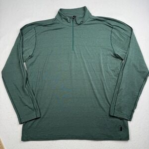 PrAna Pullover Mens 2XL Green Breathe Quarter Zip Long Sleeve Performance Top